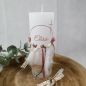 Preview: Taufkerze Rustikkerze -Boho-Stil- Mädchen Weiß-Rosegold - romantisch